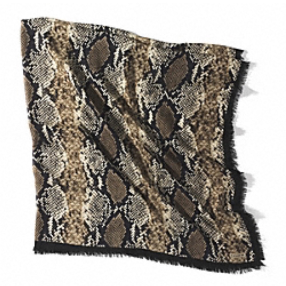 Coach Python Oversized Square Scarf Khaki,Black D… - image 1